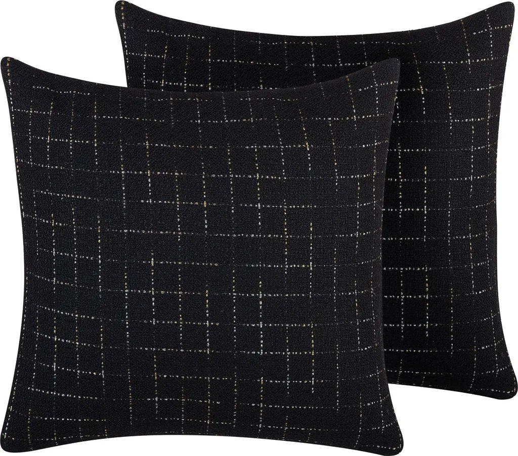 Lot de 2 Coussins Décoratifs Motif Géométrique 45x45 cm Noir Bellflower
