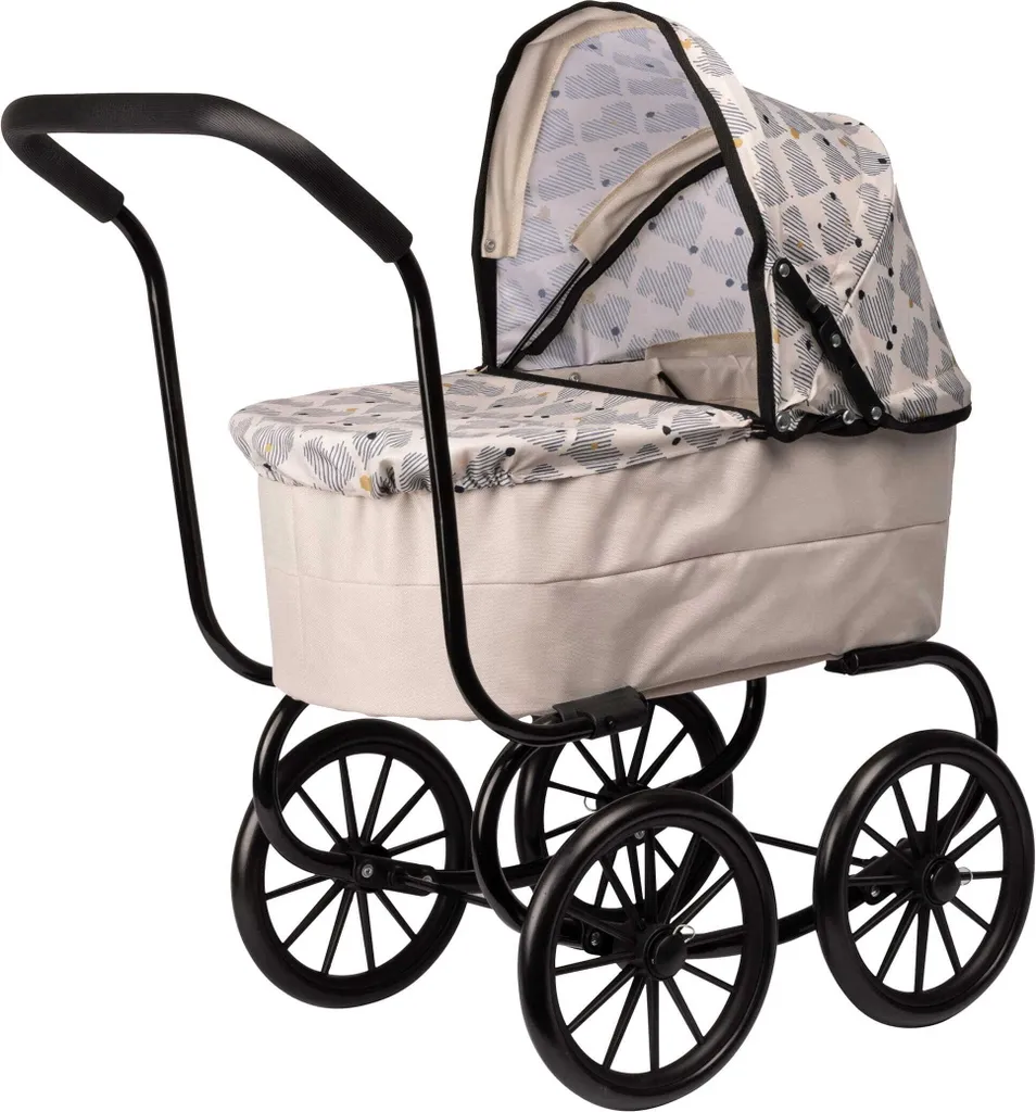 Skrålan Dollswagon Classique - Landau de Poupée Rétro en Bois Naturel