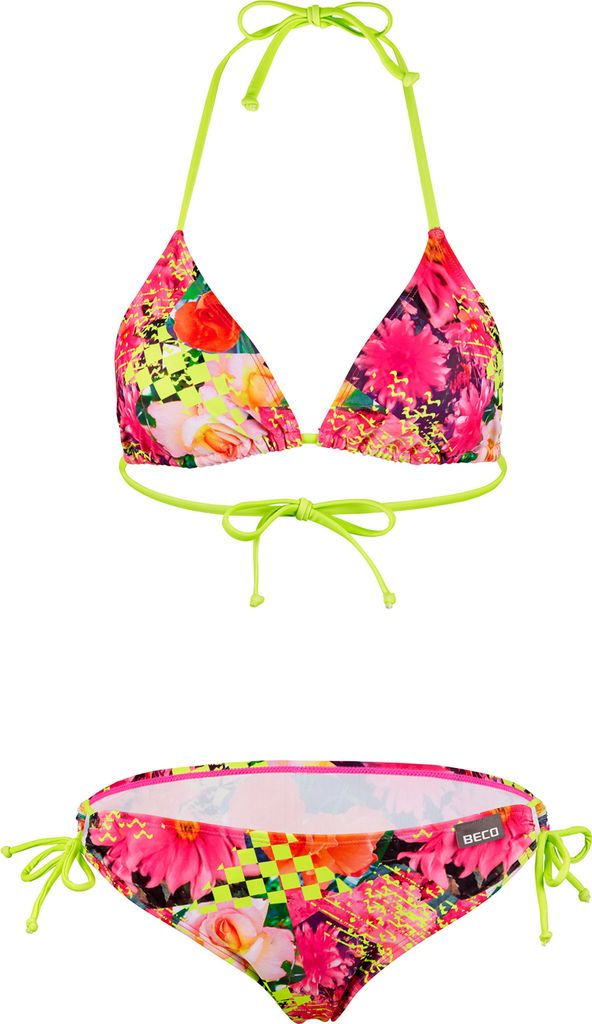 BECO the world of aquasports Bikini Fresh Flowers mit leuchtenden Blüten und geometrischen Akzenten bunt 34 B