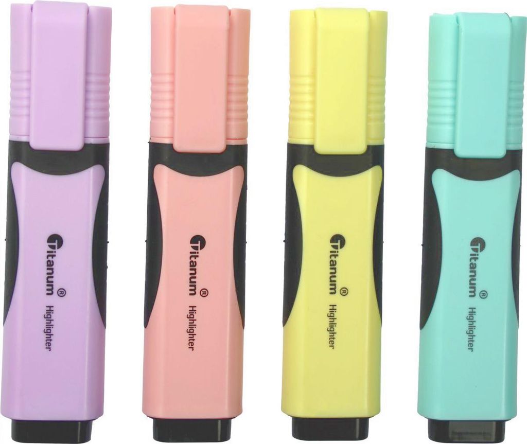 Pastell-Highlighter 4 Farben, geschliffene Spitze 1-5mm Titanum
