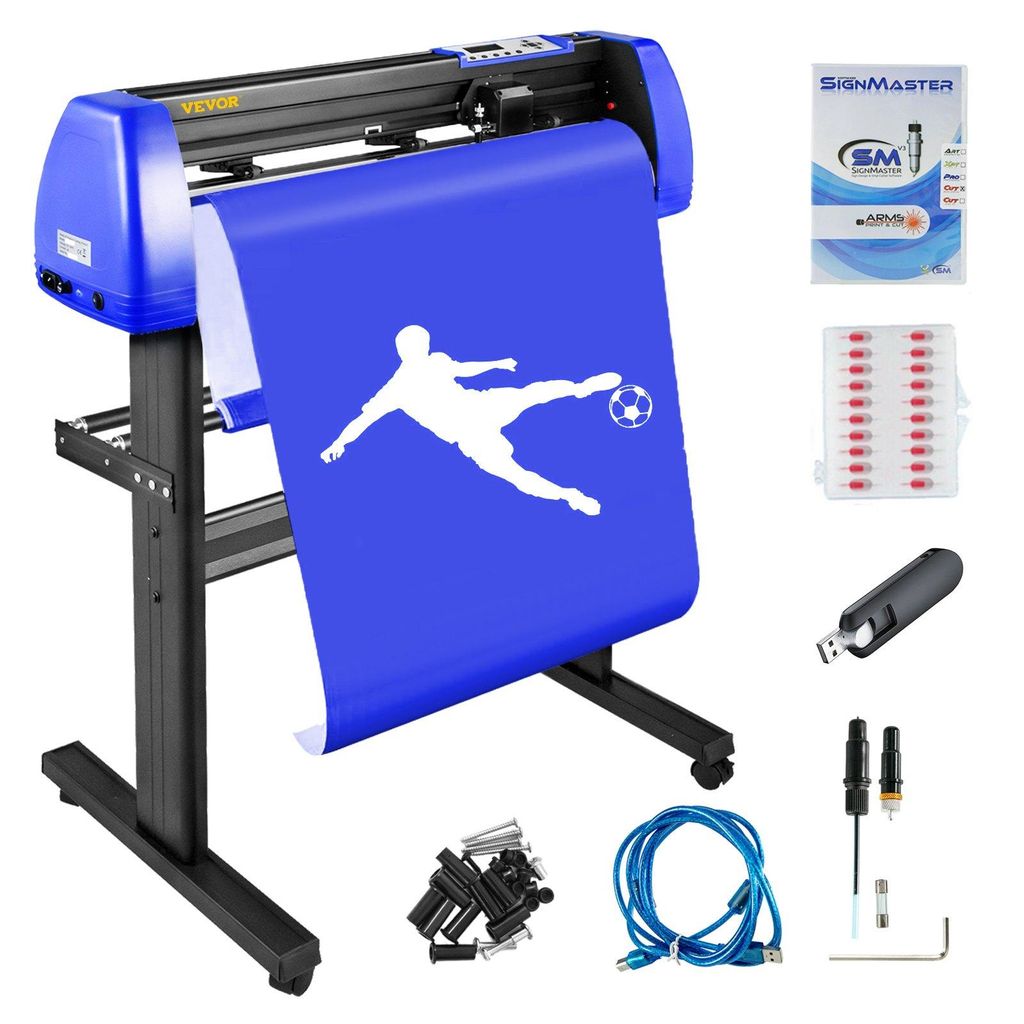 VEVOR Vinyl Cutter 720mm Vinyl Cutter Machine Maximum Paper Feed 28inch Vinyl Plotter Cutter Machine with Sturdy Floor Stand Adjustable Force