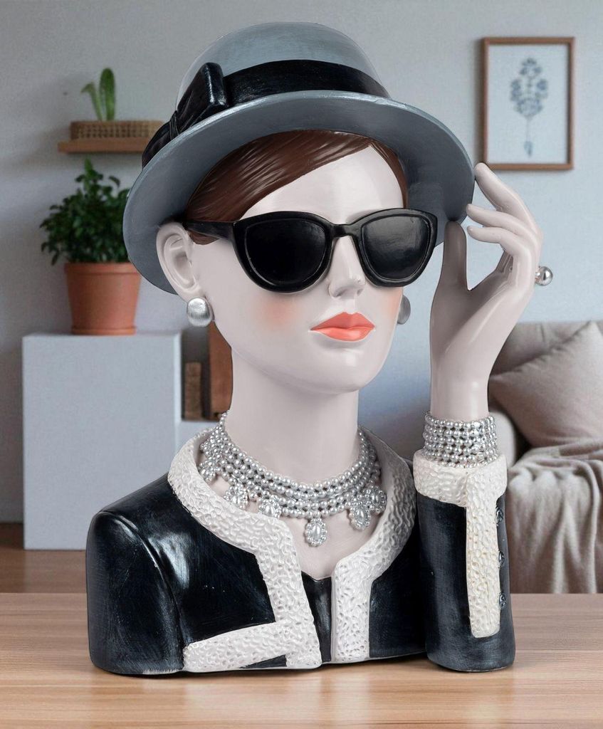 formano Deko-Büste Dame mit Hut + Sonnenbrille Handbemalte Produktbild 