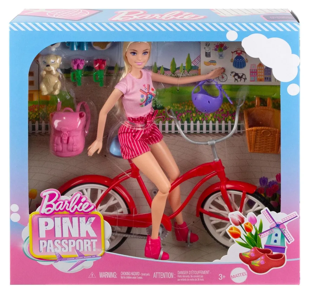 Coffret de jeu Barbie Cycliste avec bicyclette typique des Pays-Bas