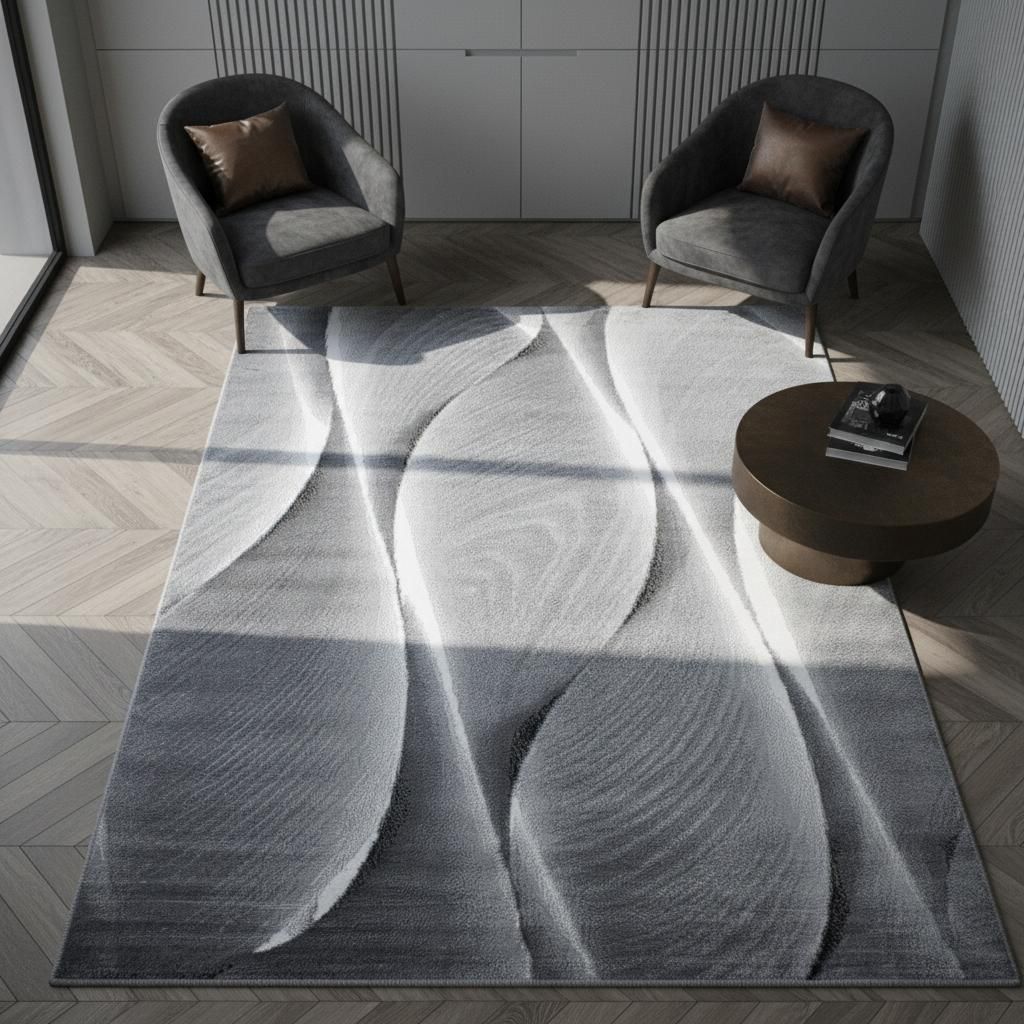 Teppich Kurzflor Gradient Elegant Waschbar Strapazierfähig | Schwarz 120x170 cm Esszimmer Schadstoff Saugroboter | DRAU – Kadima Design