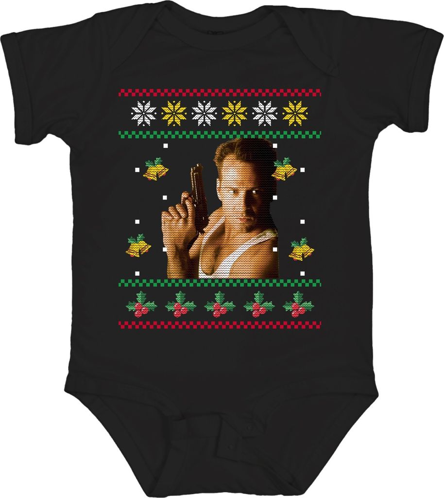 Stirb Langsam - Ugly Christmas Sweater Weihnachten Weihnachtsgeschenk Unisex Baby Body, Schwarz, 0/3
