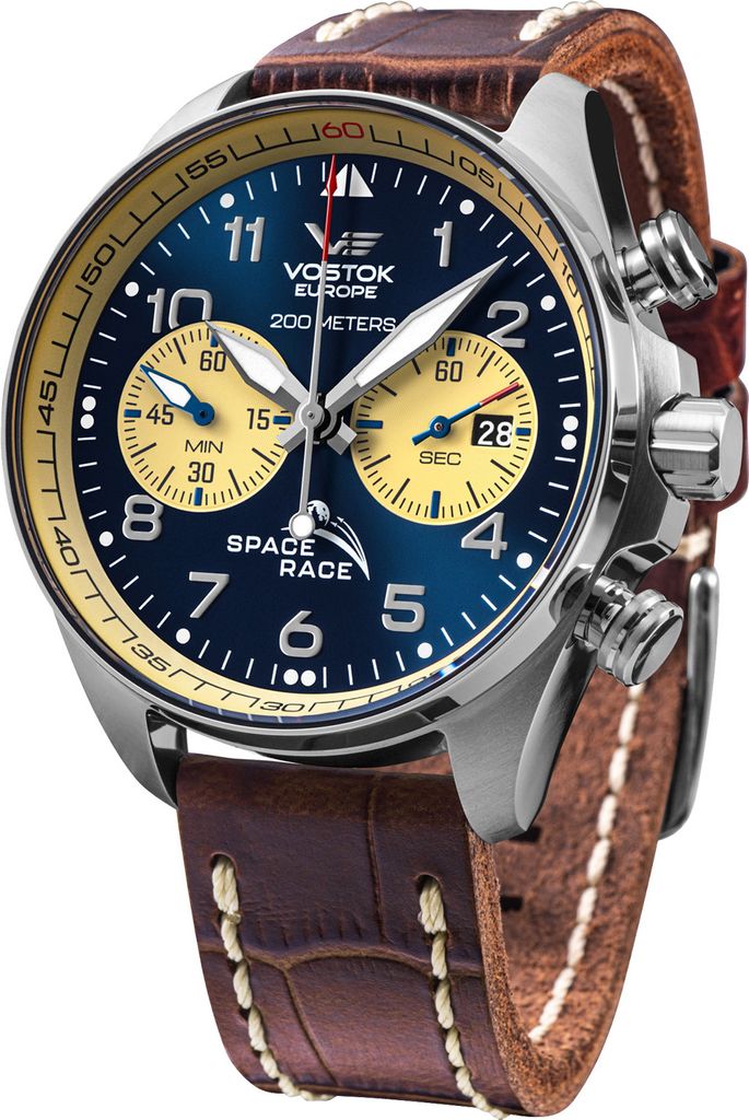 Vostok Europe 6S21-325A667 Herrenuhr Space Race Chronograph Braun/Blau