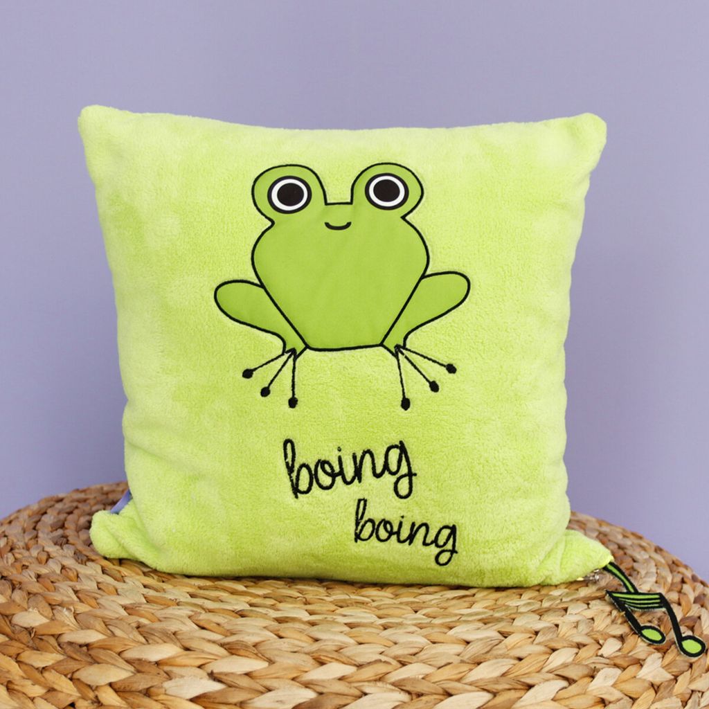Milk&Moo Cacha Frog Baby Dekokissen mit Füllung, Baby & Produktbild 