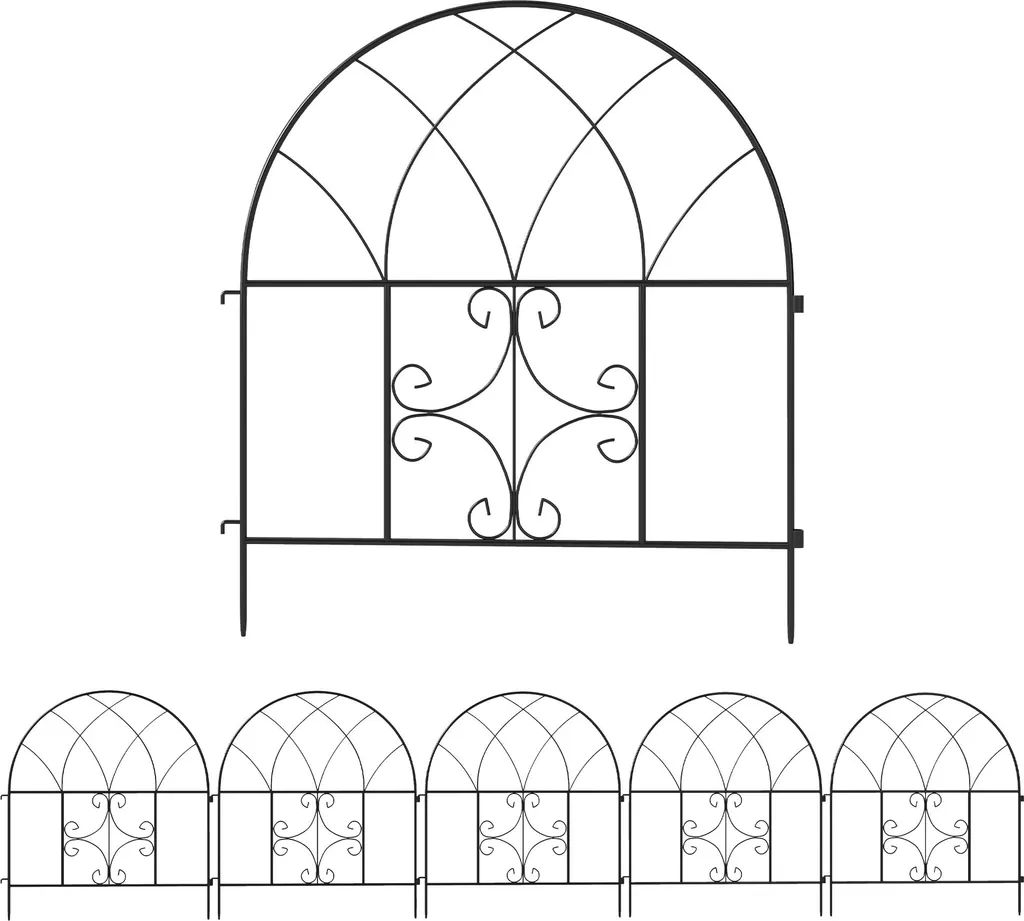 Clôture arquée en acier noir 300 cm résistant pour bordure de jardin
