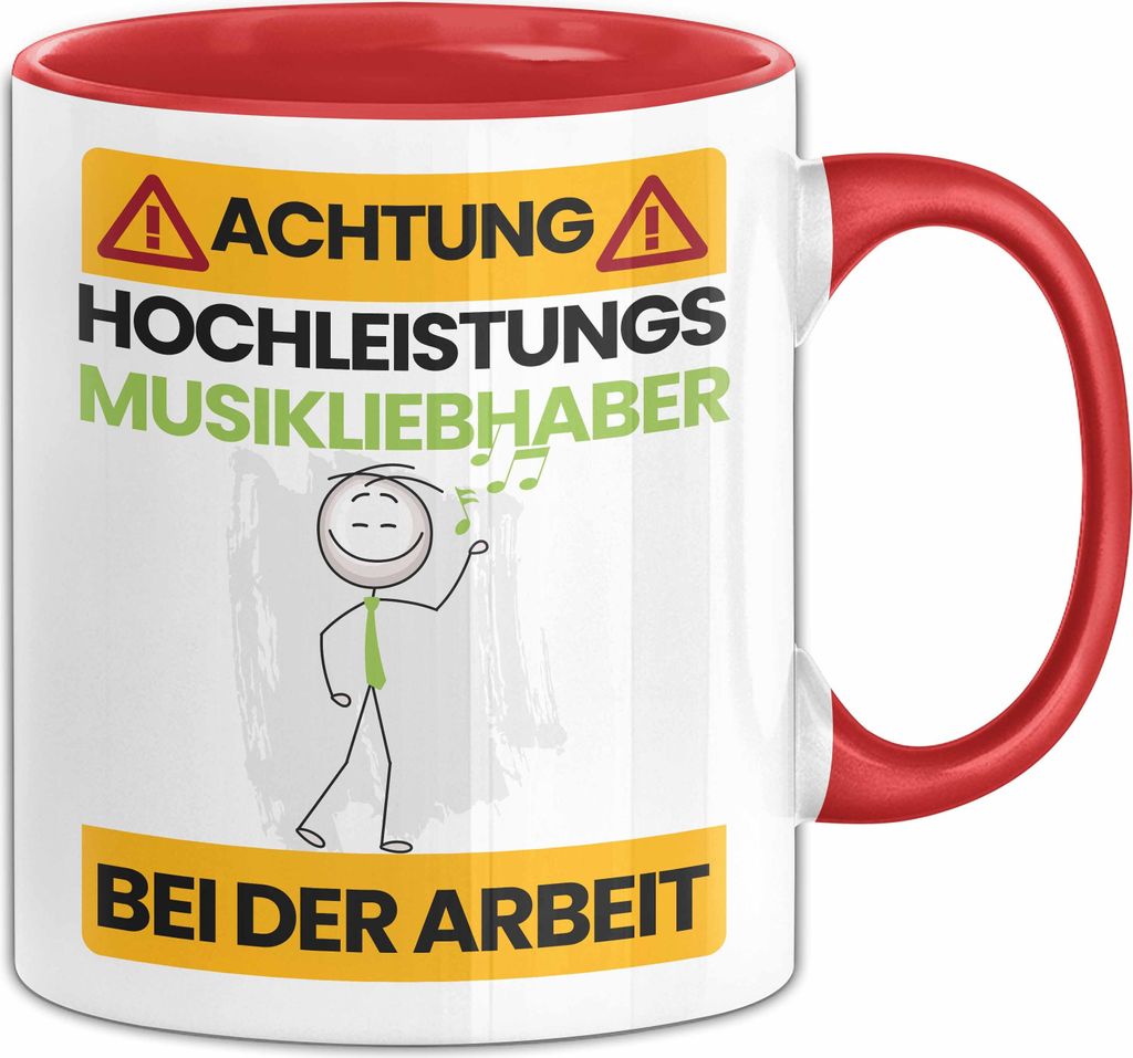 Musikliebhaber Tasse Geschenk Lustiger Spruch Geschenkidee für Musikliebhaber Achtung Hochleistungs Musikliebhaber Bei Der Arbeit (Rot)