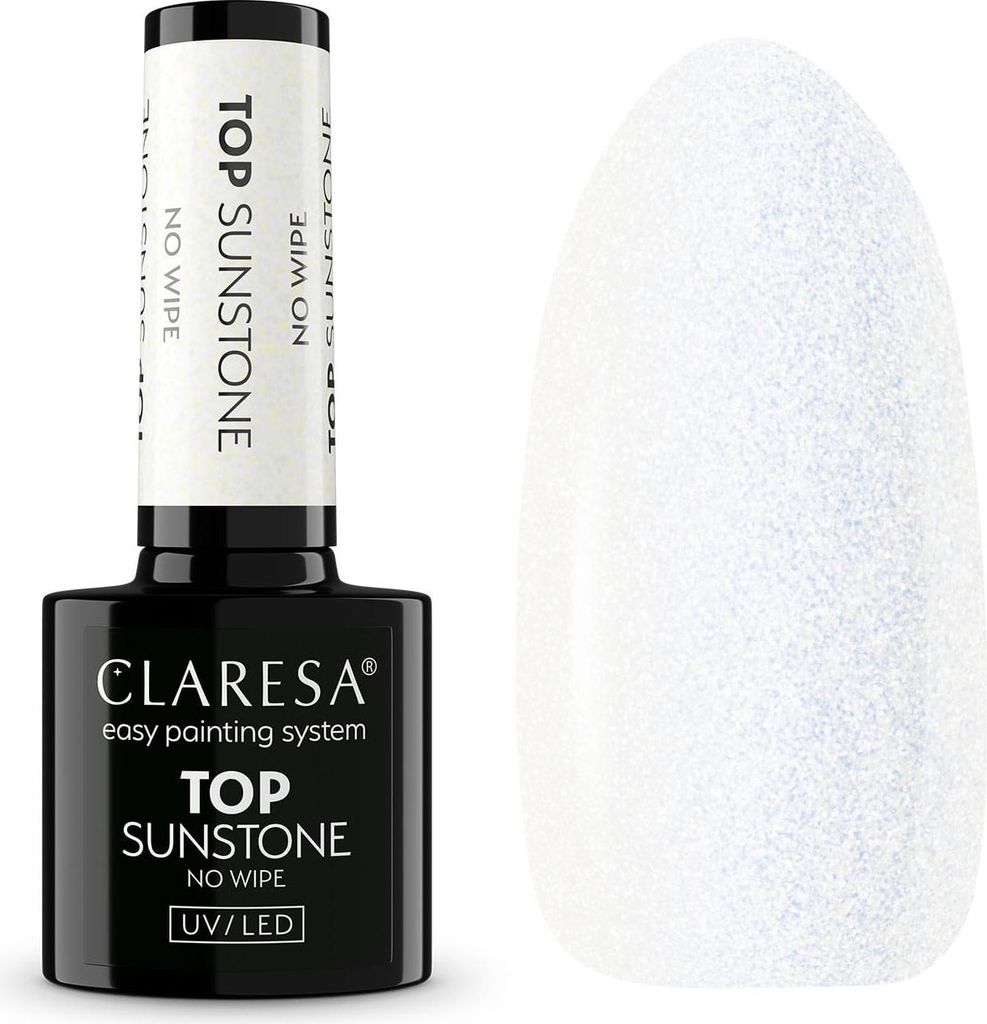 Claresa | Top No Wipe Sunstone - 5g - Goldene Glitzeroberfläche - Transparente Beschichtung - Uv Nagellack