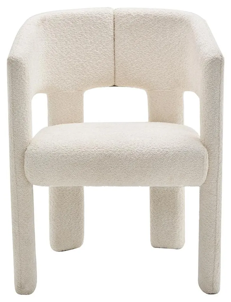 Fauteuil Bouclette Beige Gaspard avec Assise Moelleuse et Style Moderne