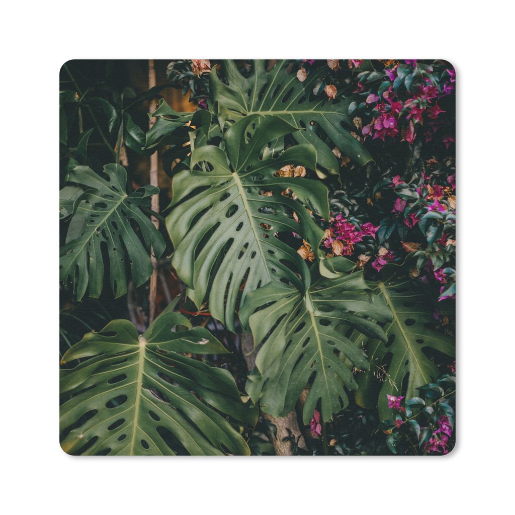 MuchoWow Mauspad Mousepad Monstera (Lochpflanze) Hintergrund 20x20 cm - Mousepads - Maus Mat - Pad - Mausunterlage - Desk Mat - Bureauartikeln