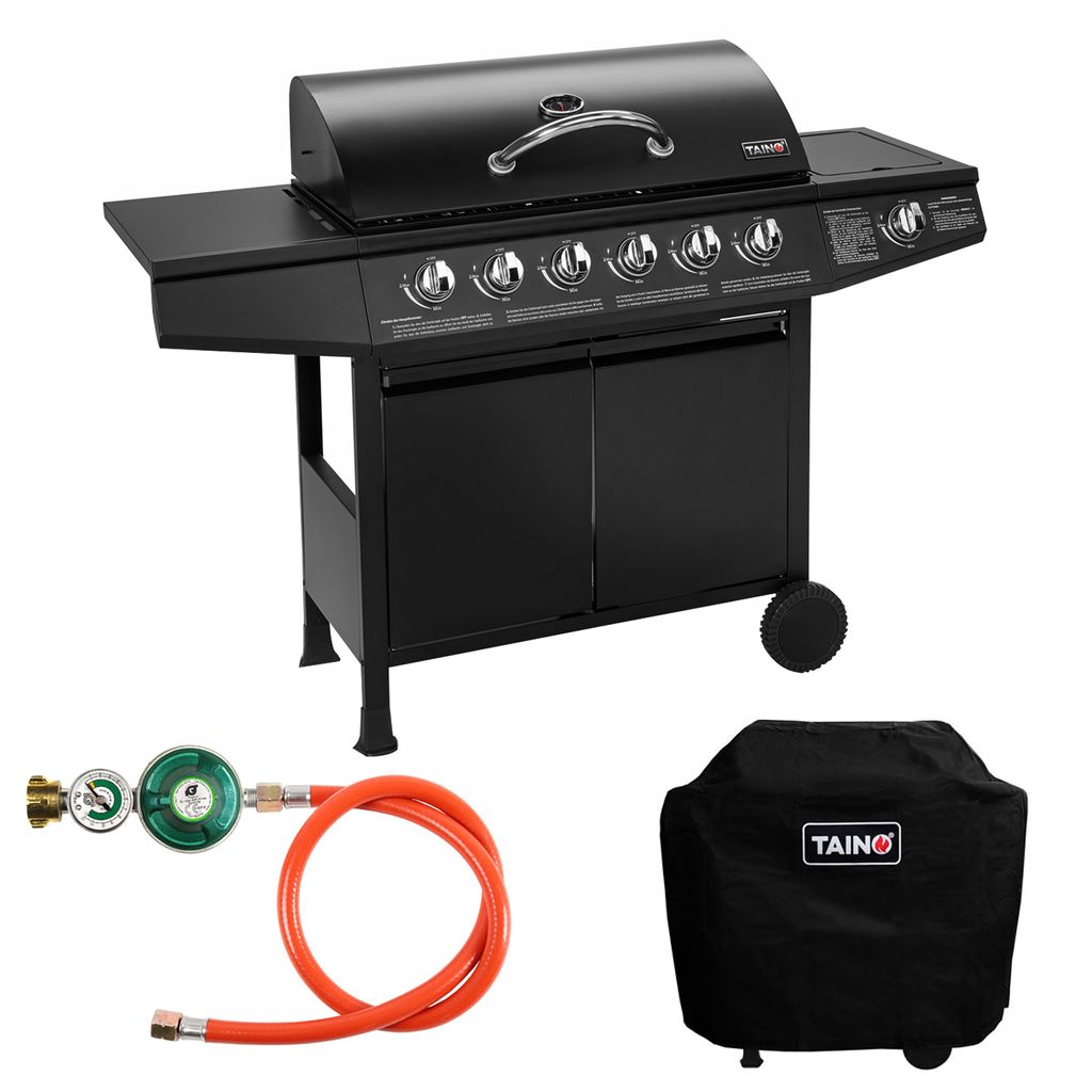 TAINO BASIC 6+1 Brenner Gasgrill Abdeckung Set Gasregler Produktbild 