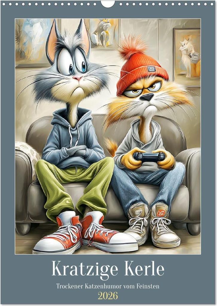 Kratzige Kerle. Trockener Katzenhumor vom Feinsten (Wandkalender 2026 DIN A3 hoch), CALVENDO Monatskalender