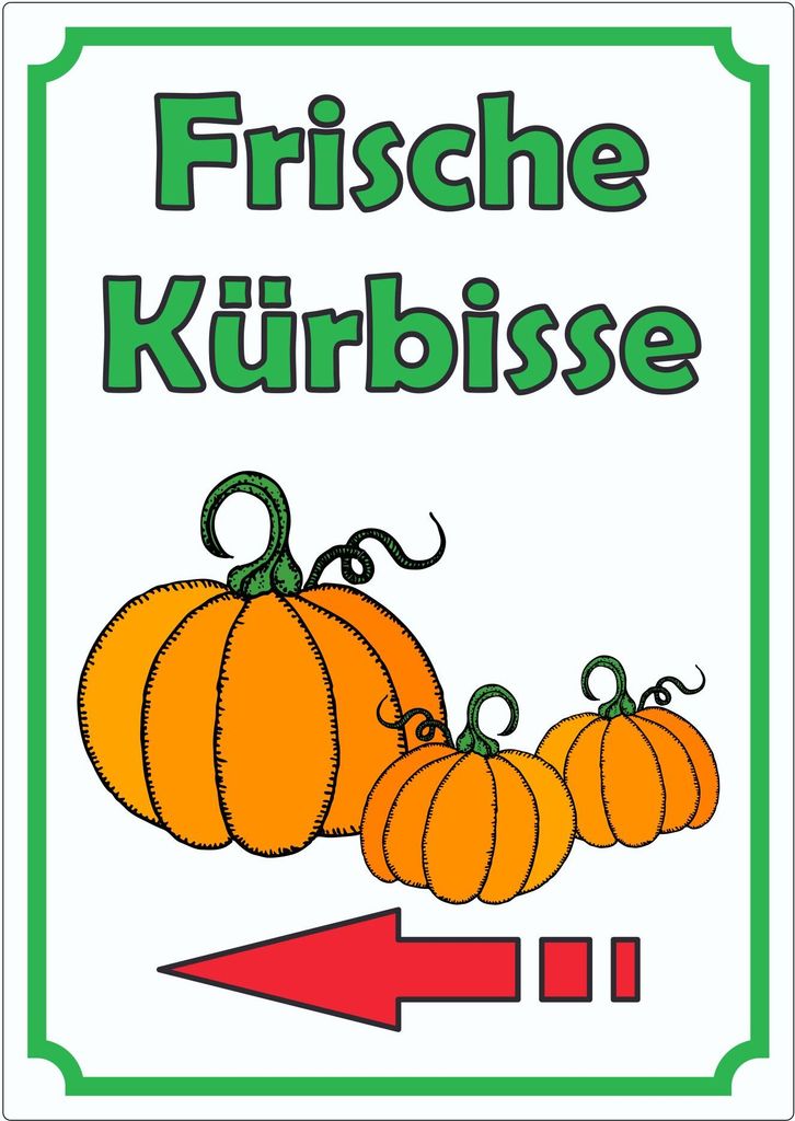 Werbeaufkleber Aufkleber Kürbis Hochkant mit Pfeil links A0 (841x1189mm)