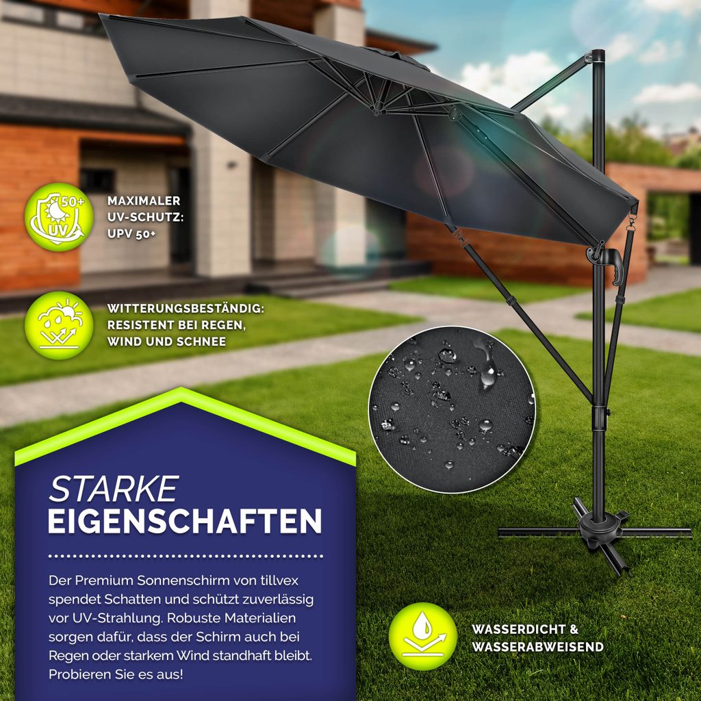 tillvex® Premium Alu Sonnenschirm 330 cm Kaufland.de