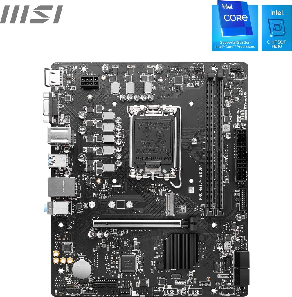 Carte Mère MSI H610M-E Pro DDR4 pour Assembler un PC Travail Efficace