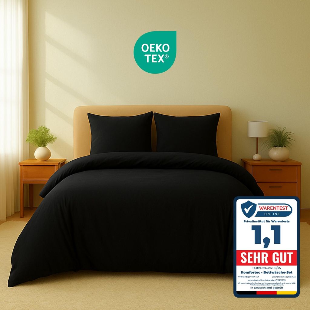 Komfortec Premium Bettwäsche 240x220 cm Bettbezug + 40x80 cm 2 Kissenbezüge, gebürstet 100% Polyester-Mikrofaser 120 g/m², 3teiliges Superweich...