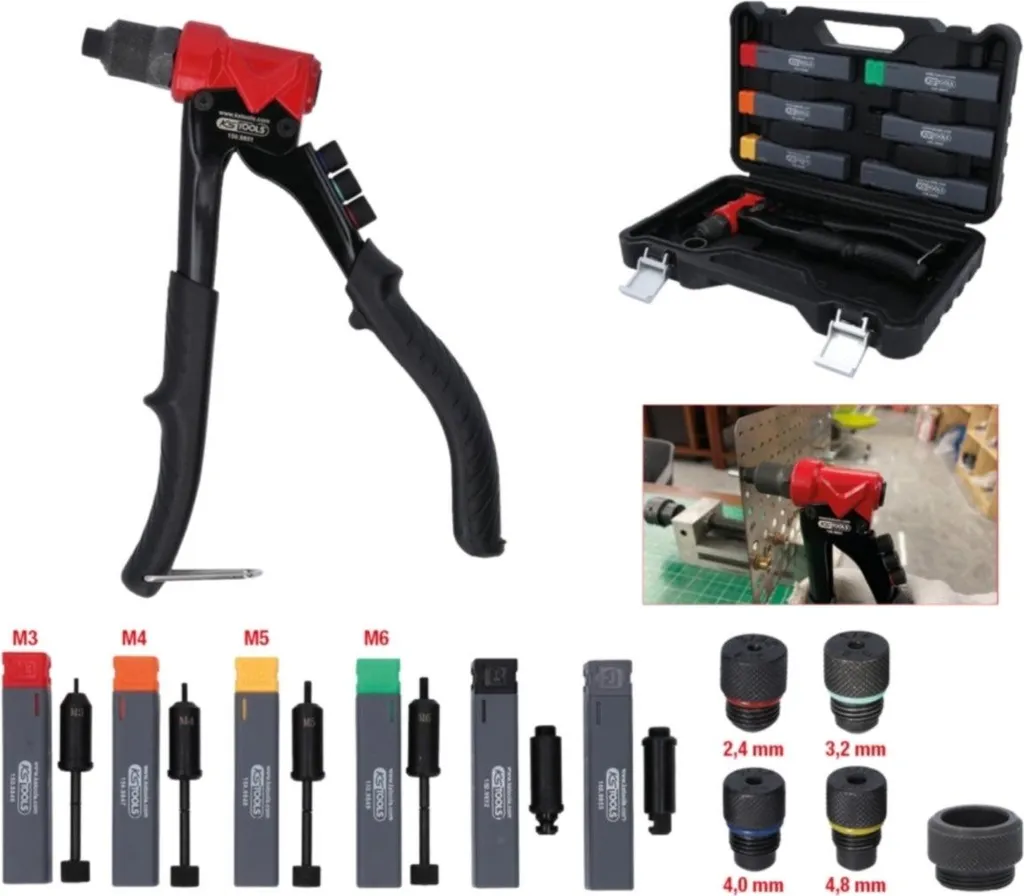 Set KS TOOLS 150.9850 | Pinza Rivetti e Dadi Professionale 3-in-1 - 8