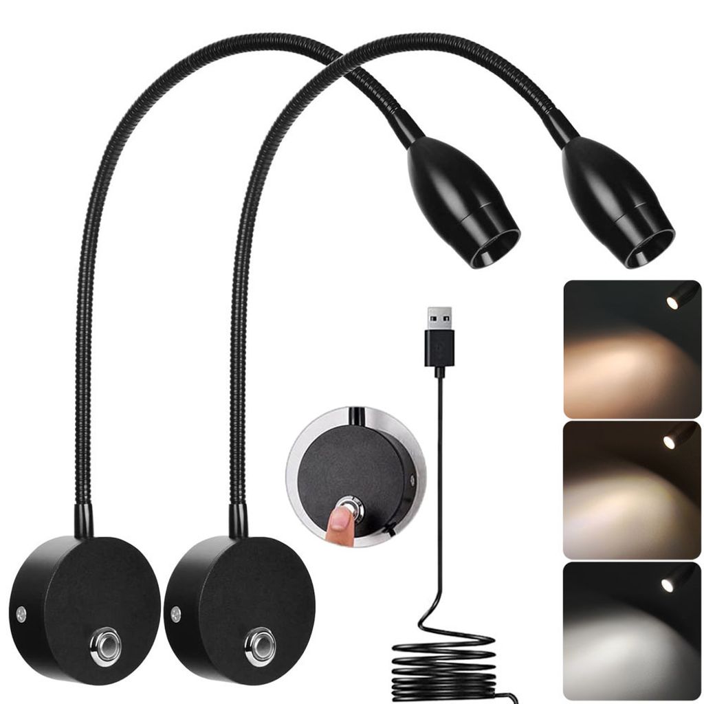 2 ks LED nástěnné svítidlo, stmívatelné, 3 barvy světla, Obrázek produktu 