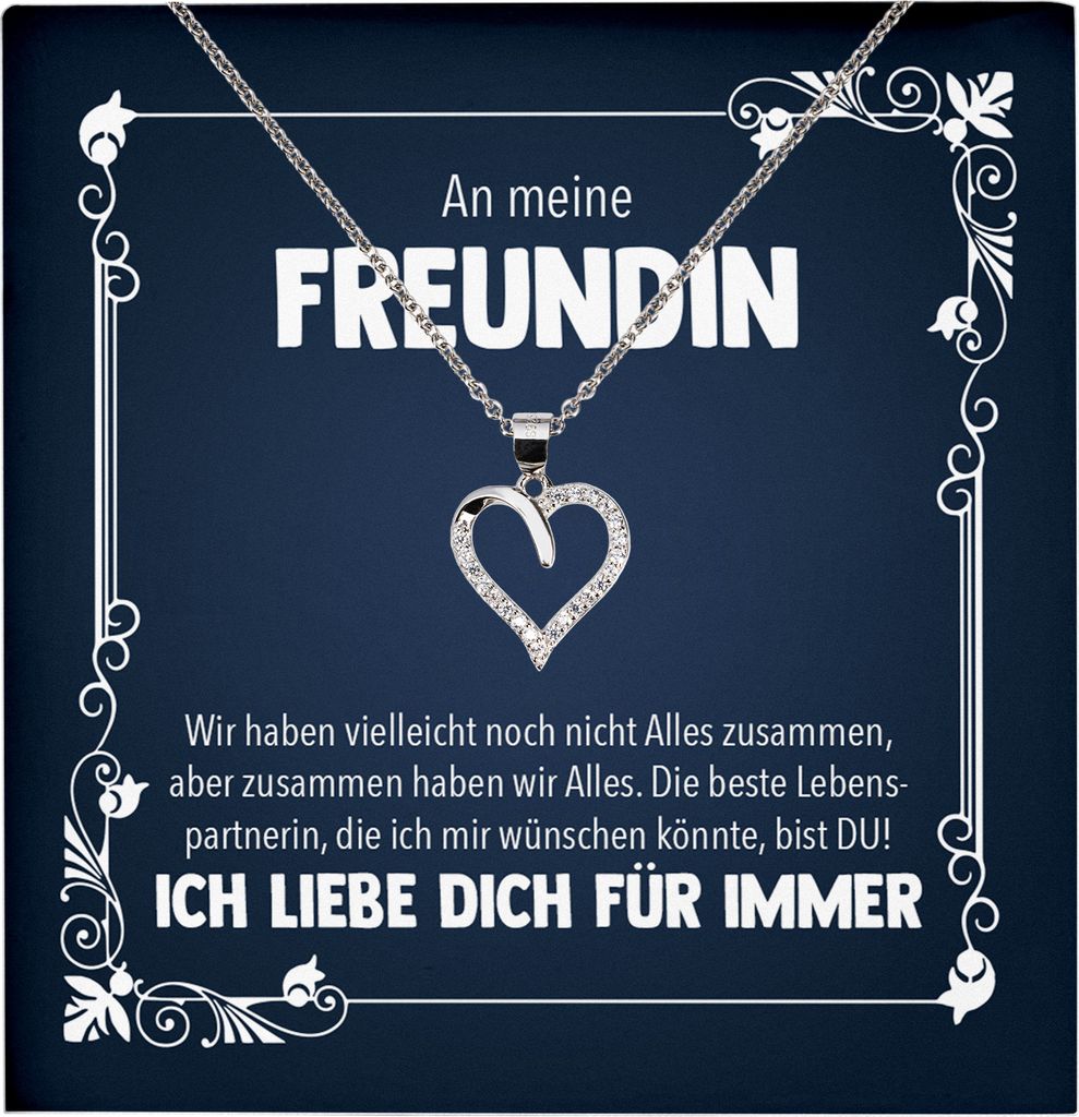 22Feels Echt Silber Halskette - Jahrestag Geschenk Frauen Schmuck Set Freundin Valentinstag Geburtstag Weihnachten - Herz Anhänger, Karte