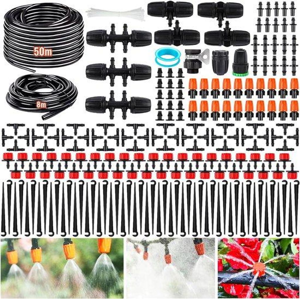 Deluxe druppelirrigatiesystem für Garten und Gewächshaus mit 50m Schlauch - Mikro automatische Bewässerung