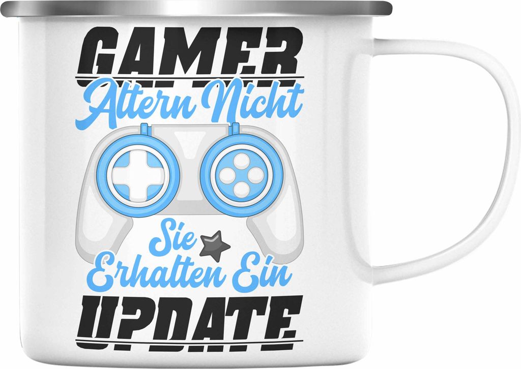 Trendation - Gamer Emaille Tasse Geschenk Jungen Zocker Mitbringsel Männer Zocken Gaming Geschenkideen PC Kinder Zubehör Spruch Lustig Geburtstag...