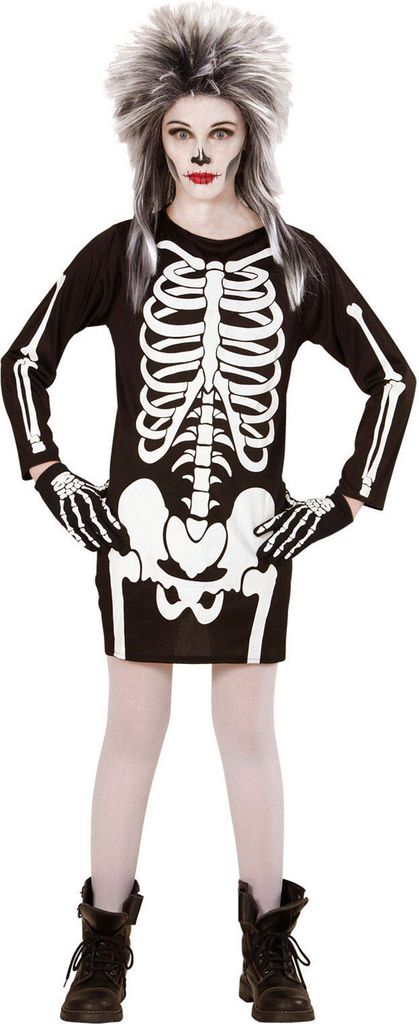 Scheletro spaventoso ragazza Halloween costume per bambini Immagine del prodotto 