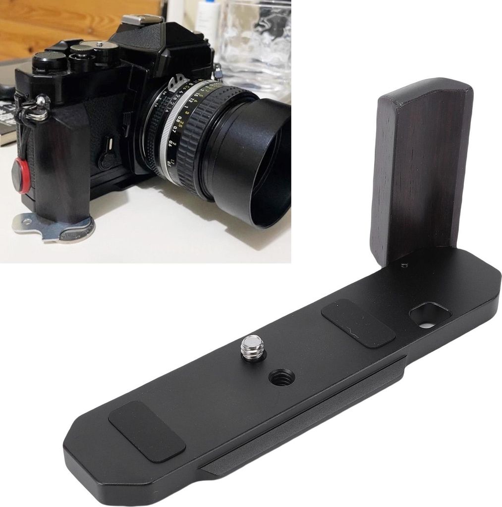 L-Handgriffhalter aus Holz, passend für Nikon FM2 FE2 FM3A Kamera, geformter Griff, Schnellwechselplatte, Grundplatte aus Aluminiumlegierung