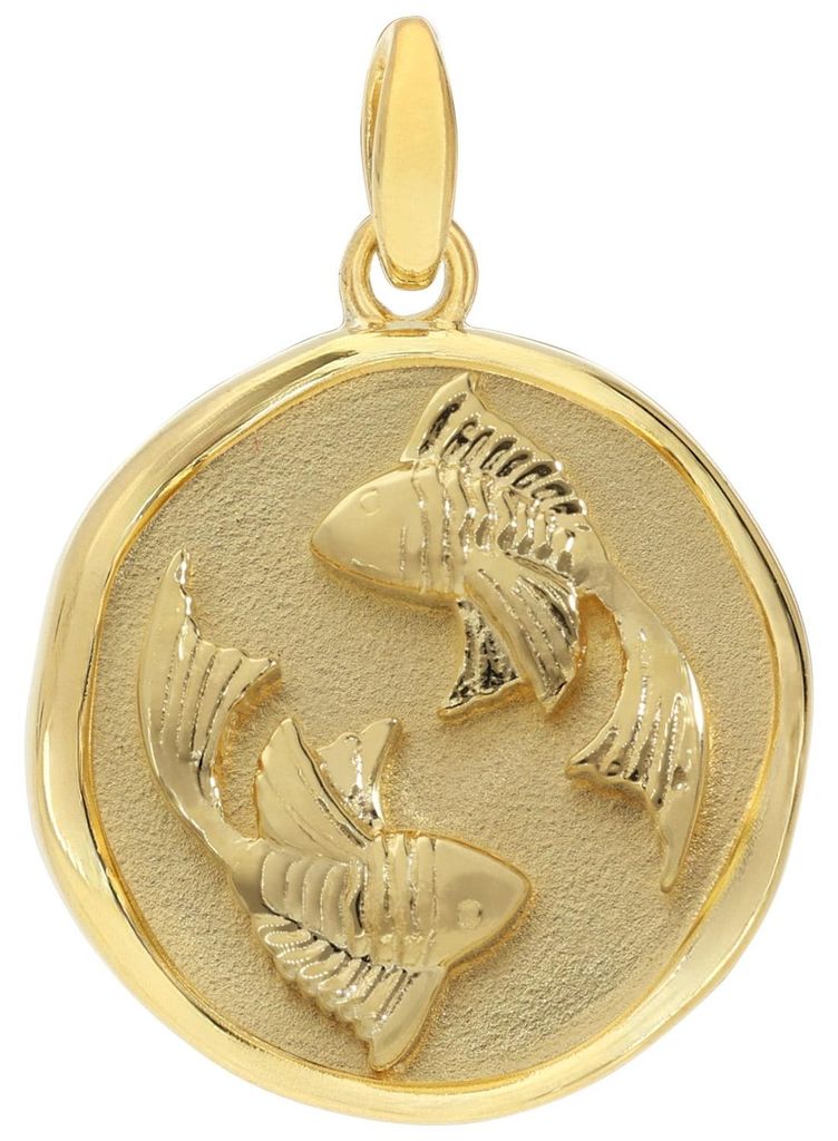 trendor 21850-03 Anhänger Sternzeichen Fische 925 Silber vergoldet Ø 16 mm