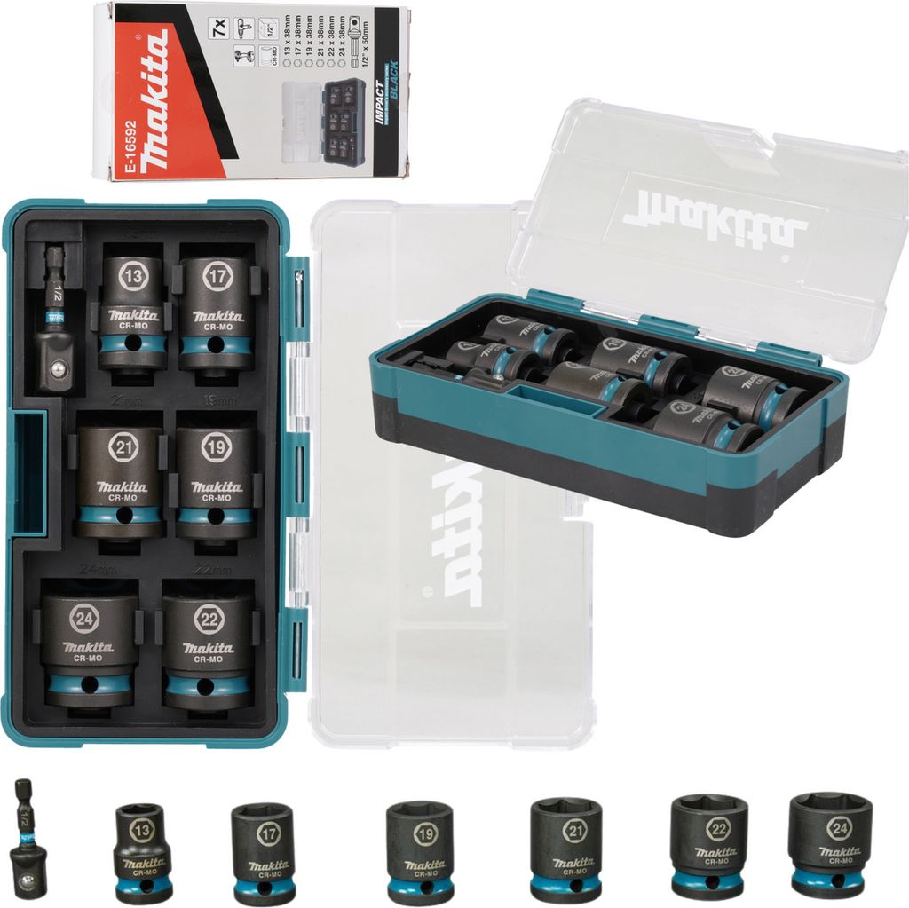 Makita E-16592, Wpływ socket set, Czarny, Morski, 1 Zdjęcie produktu 