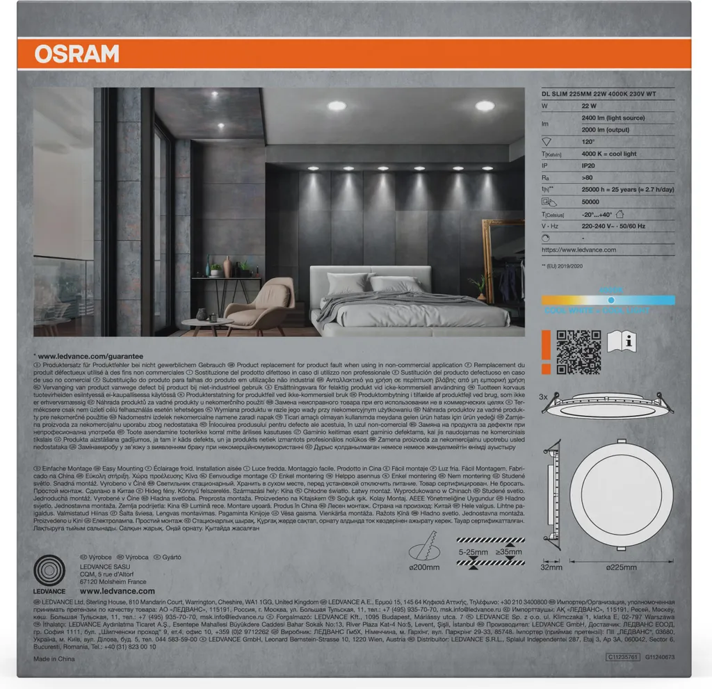 Solution éclairage puissant LED 22W pour grand espace, set 3 spots Slim