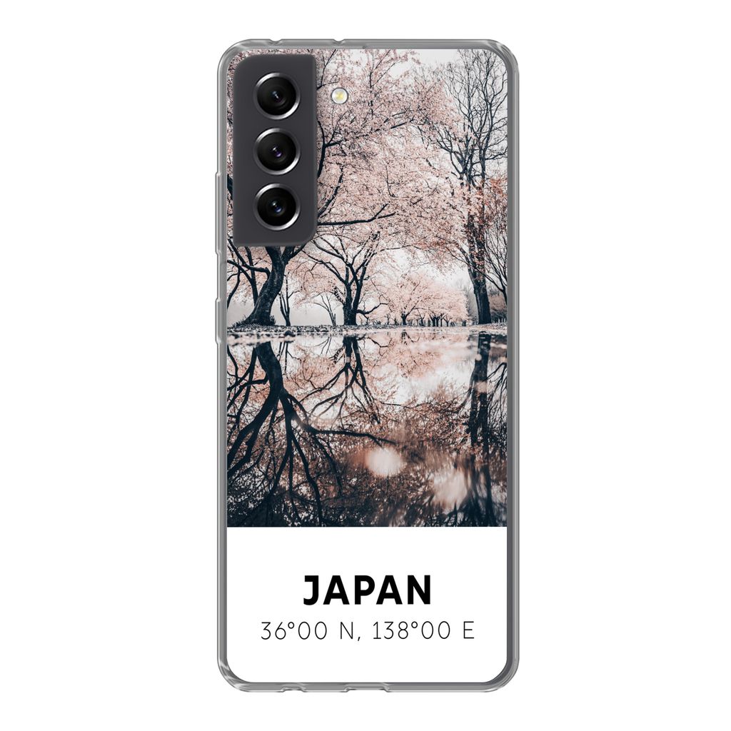 MuchoWow Handyhülle Schutzhülle Hülle für Samsung Galaxy S21 FE Japan - Sakura - Frühling - Rosa Silikon Softcase Handy Hülle - Mobiltelefo...