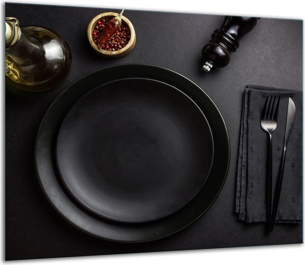 Herdabdeckplatten Glaskeramikkochfeld-Abdeckung Spritzschutz Glas 60x52cm Schwarz Küche