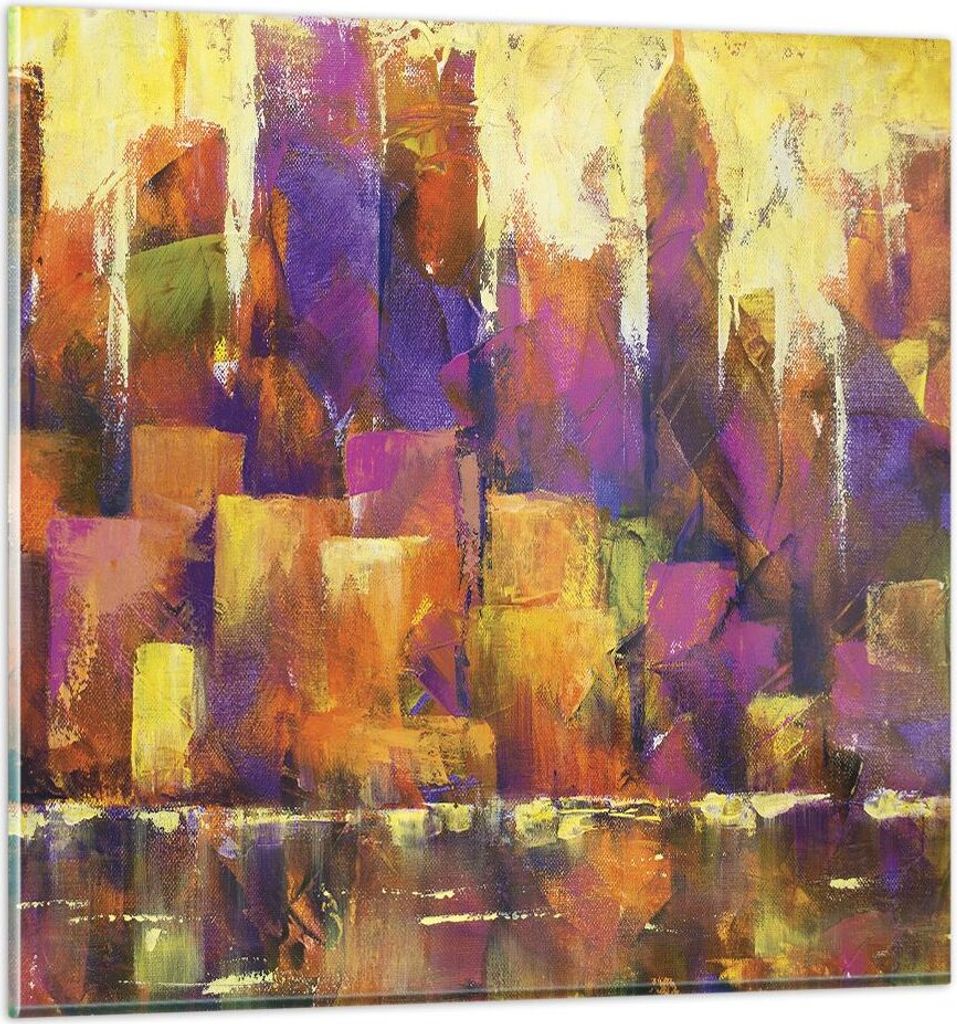 Bilder auf glas - Einteilig - Abstraktion Stadt Wolkenkratzer - 70x70cm - Glasbilder - Wandbilder - Bilder - Wanddekoration aus Glas - Glas Bilder ...