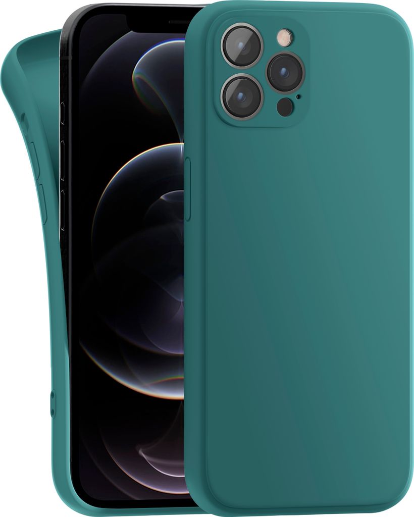 Hülle für Apple iPhone 12 Pro - Handyhülle mit Kameraschutz Cover aus Silikon in Olivgrün