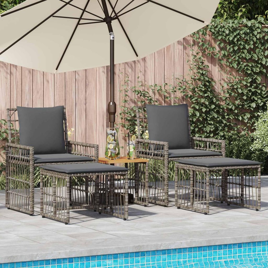 (Robust Möbel)Gartenmöbel Set/Garten-Garnitur Set - CLORIS - elegantes Design - Sitzgruppe - 5 pcs Grau und Dunkelgrau Stahl und Poly Rattan ...