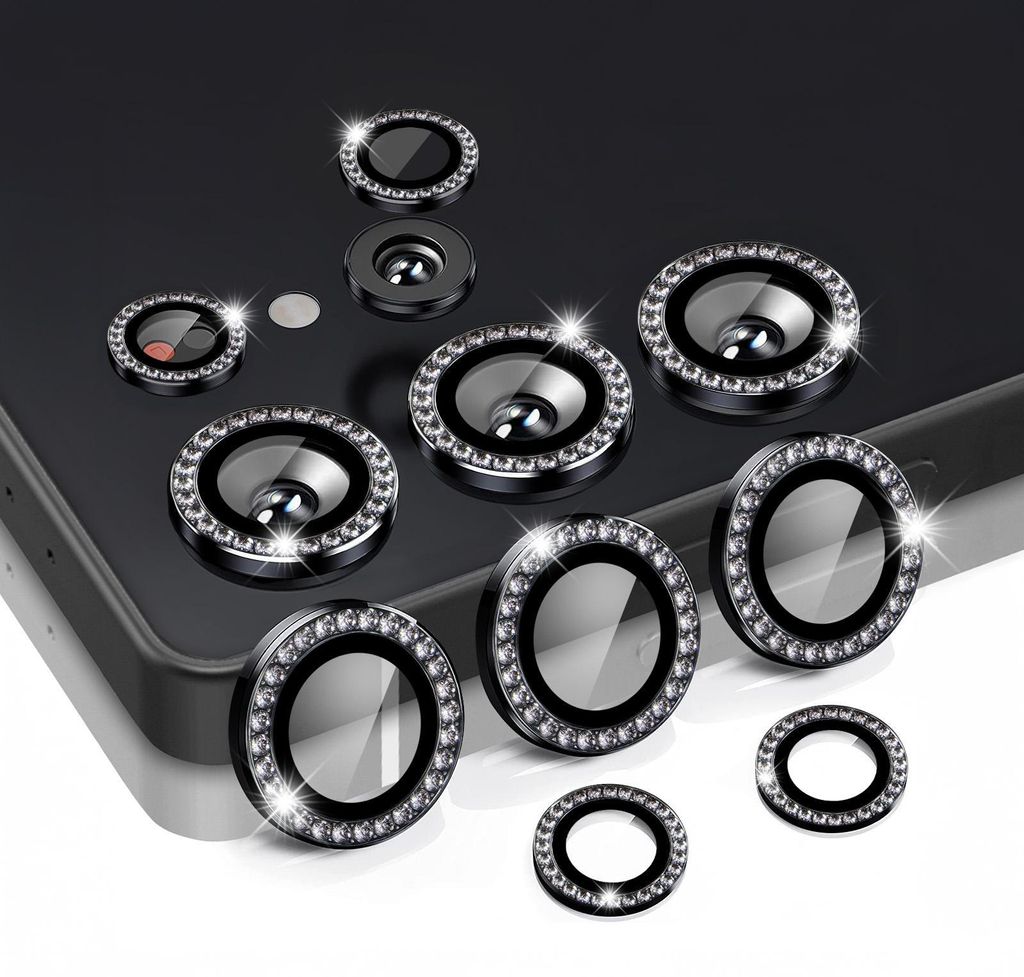 Kamera Linsenschutz Glas Set mit Schmucksteinen für Samsung Produktbild 