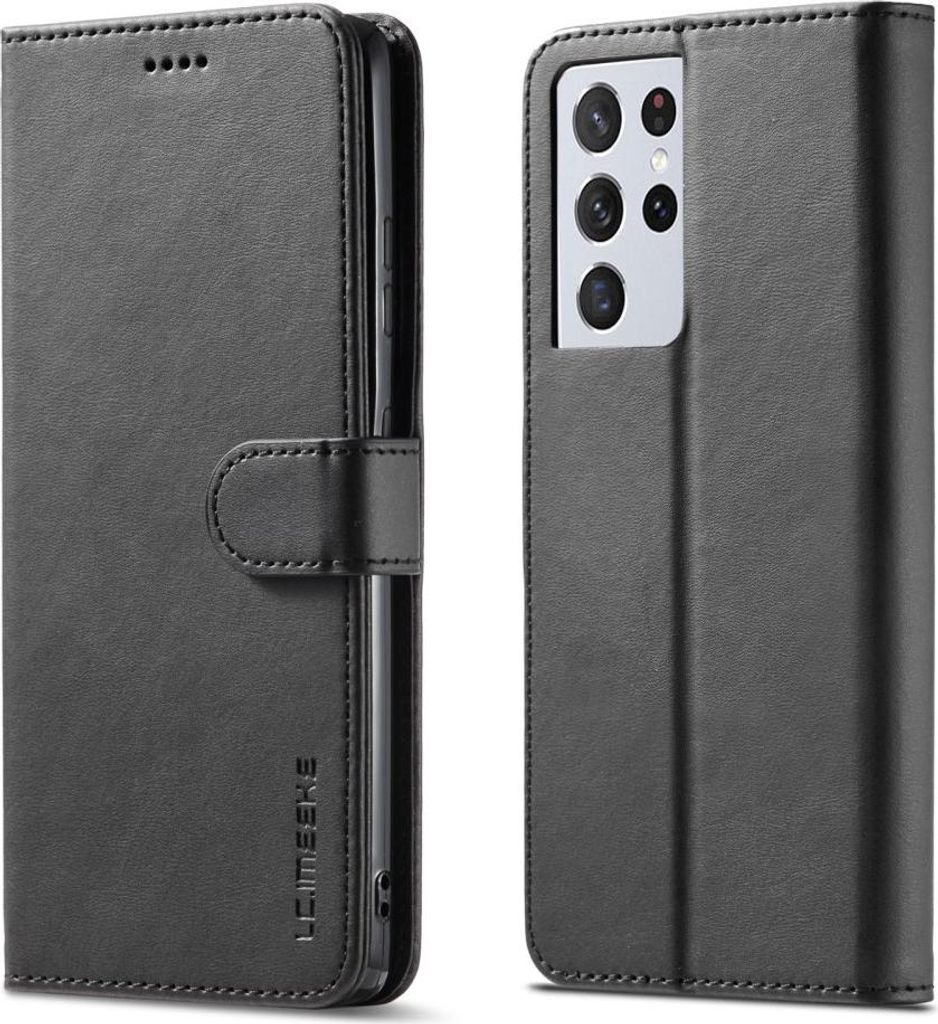 Samsung Galaxy S21 Ultra Hülle - LC.IMEEKE Luxus Klapphülle - Schwarz