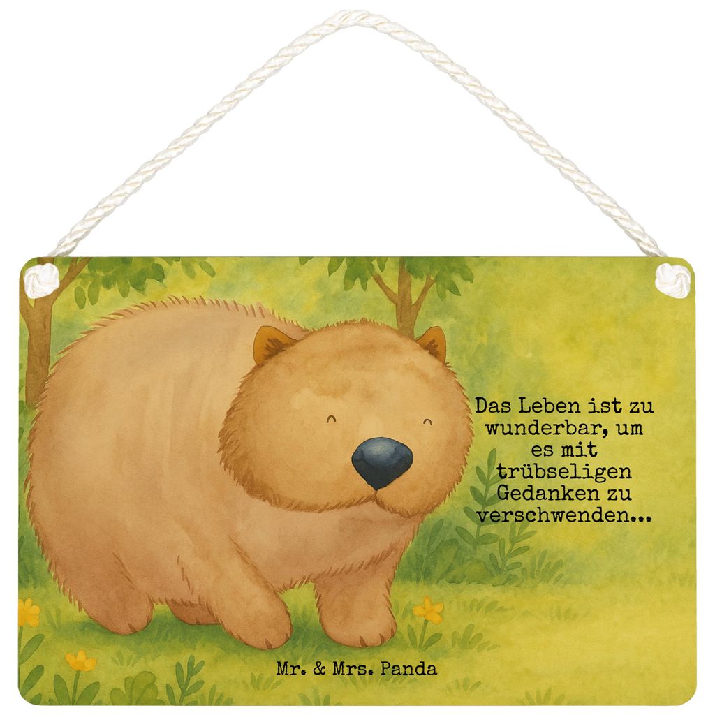 Mr. & Mrs. Panda Schild Wombat Design DIN A6 - Weiß - Geschenk, kleine aufmerksamkeit, Holzschild, Spruch, holzbild, Australien, Das Leben Ist sch...