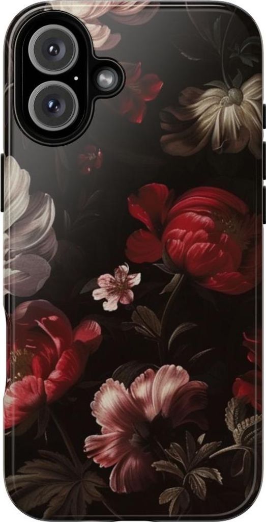 Dunkles Blumenmuster im Vintage-Stil – Hülle Kompatibel mit iPhone 16 Plus