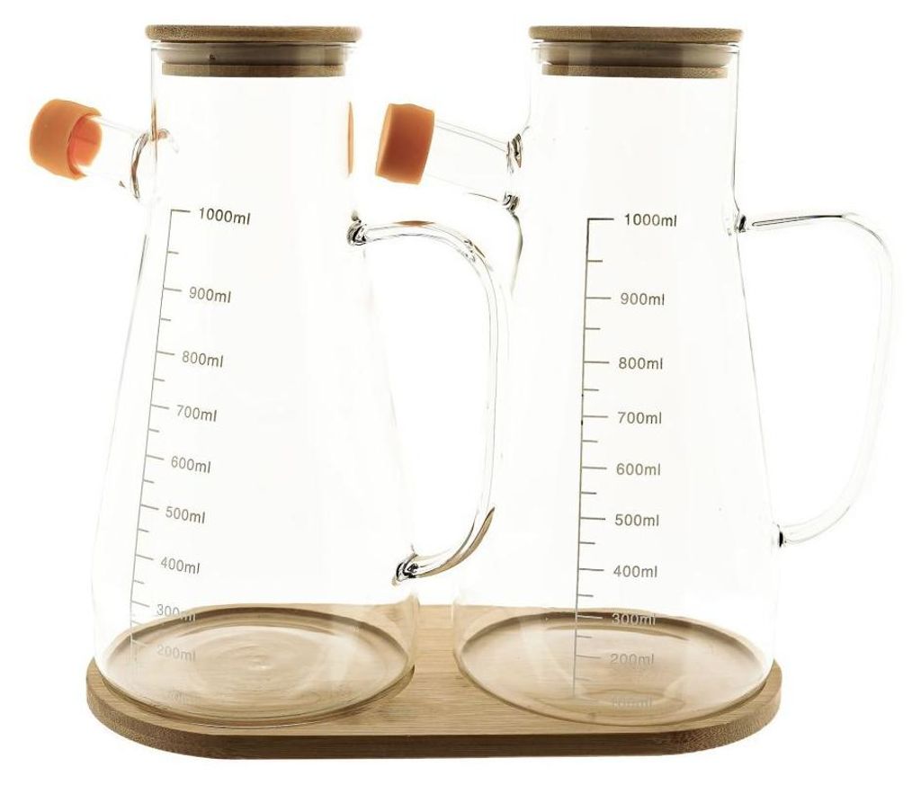 Elegante set di 3 contenitori per olio in vetro con Immagine del prodotto 