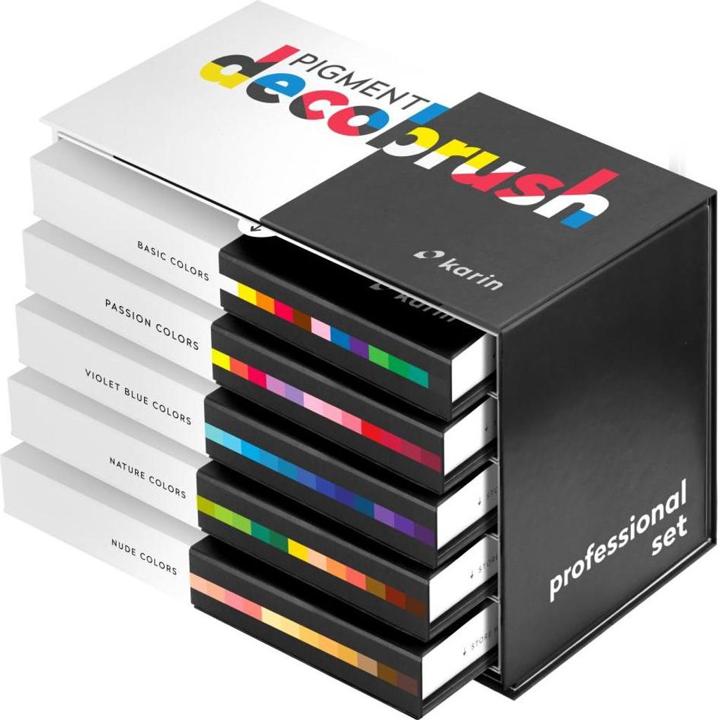 Karin Brushmarker Set - professionelle Pigmentmarker 60 Farben