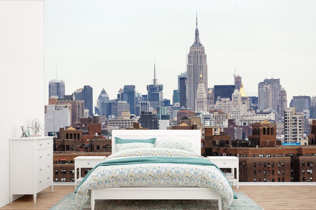 MuchoWow Fototapete für Wohnzimmer oder Schlafzimmer Wandtapete Vinyl Motivtapete Skyline von Manhattan, New York, mit der Lower East Side im Vo...