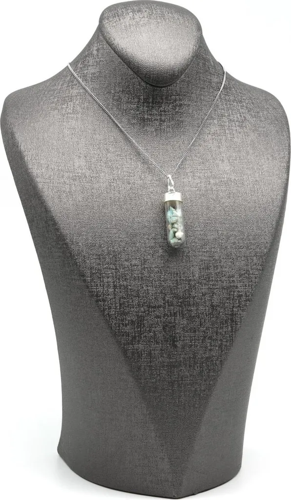 Collier amazonite durable contre les allergies avec chaîne acier 45cm - 2