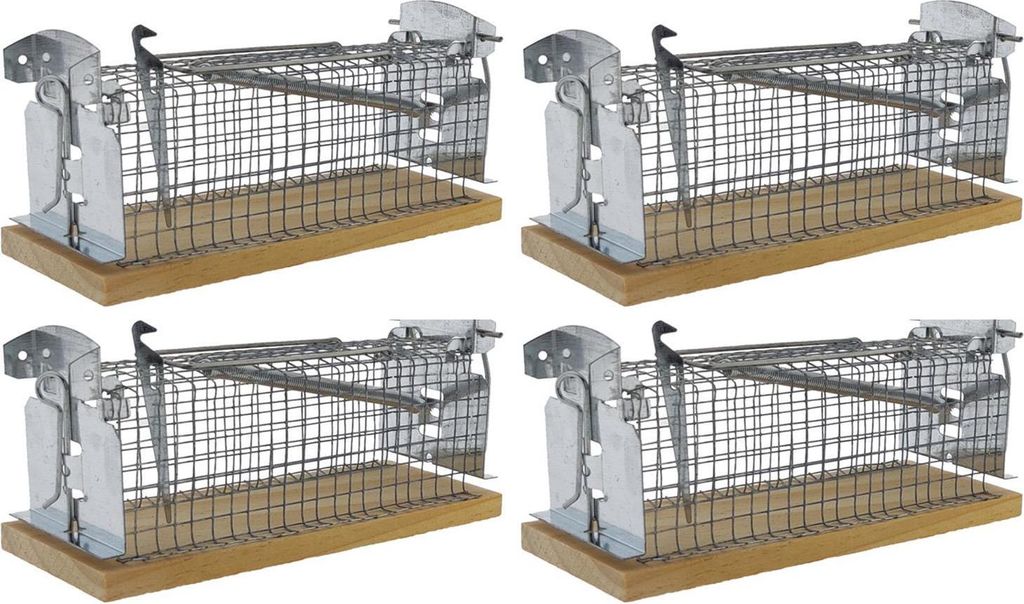 4er Pack Mäuse Lebendfalle aus Holz/Metall 150x60mm – Produktbild 