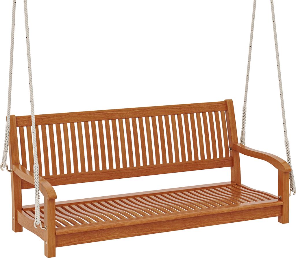 Dřevěná houpačka COSTWAY pro 2 osoby, houpací lavice s háky Obrázek produktu