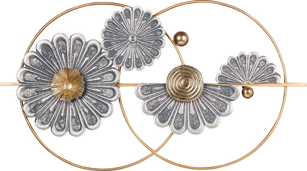 BELIANI Wanddekoration Gold u. Grau Eisen Blumen Einteilig Handgemacht Modern Wandobjekt Wanddeko für Schlafzimmer Wohnzimmer Flur Küche Esszimmer