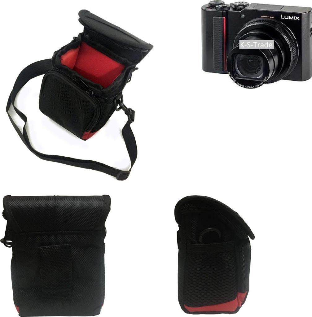 K-S-Trade Kameratasche Fototasche Umhängetasche Schultertasche Zubehör Tasche Schutz Hülle kompatibel mit Panasonic Lumix DMC-TZ202 mit Zusatzfach