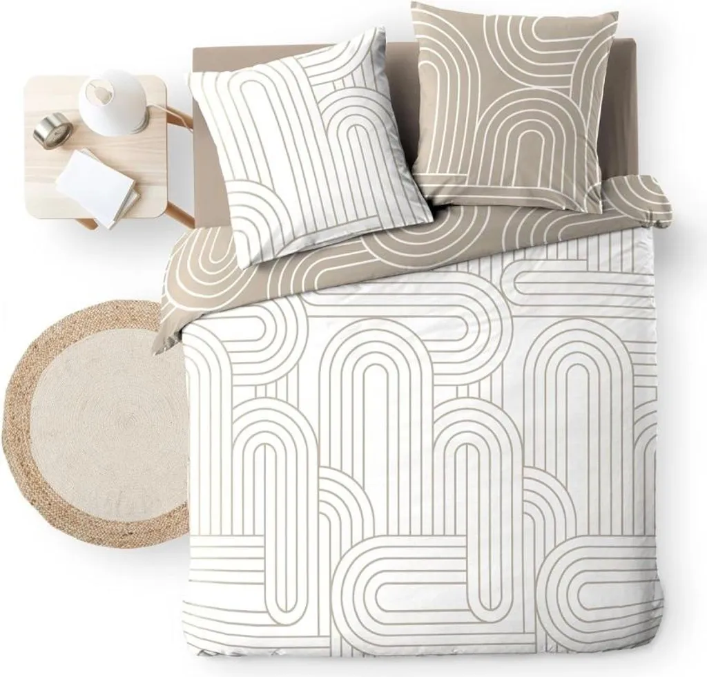 Parure de lit Douceur d'Intérieur MODUL en Coton 240x220 cm Beige